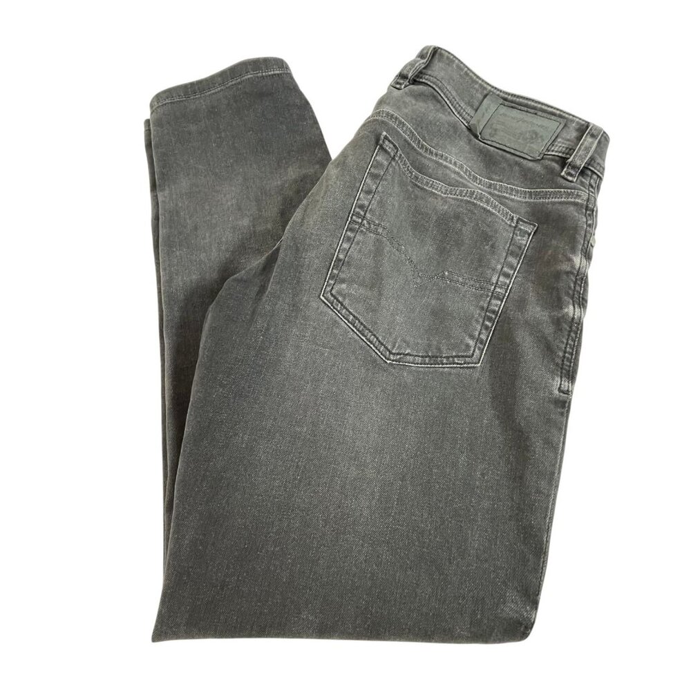 Diesel Troxer Slim Skinny Jeans Mens 34 x 30 Black Distressed Button Fly Stretch